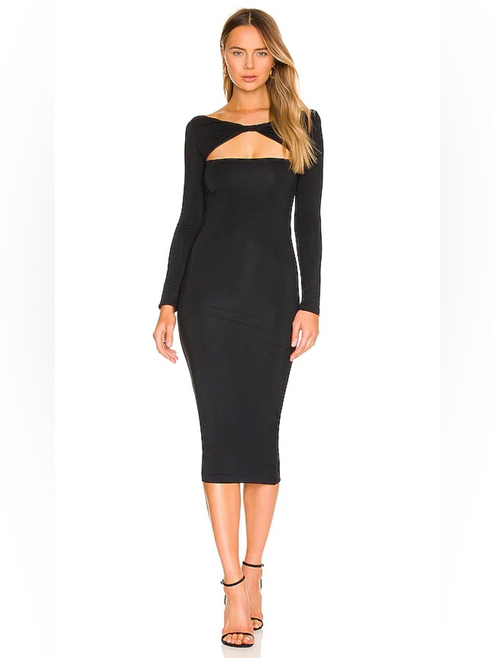 Seroya Irene Black Dress Cutout Long Sleeve Bodycon Womens Size S